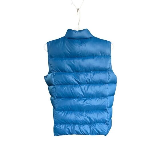 Lands End Womens Medium Vest Down Puffer Teal Blue Quilted Snap Front 10-12 - Picture 3 of 4